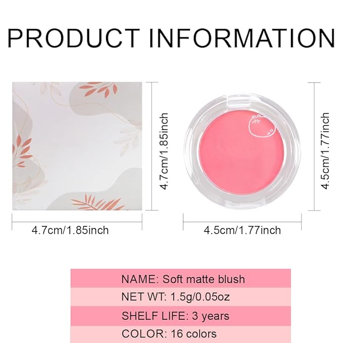 Matte Powder Blush for Cheeks – Long Lasting Natural Face Blusher Makeup, Lightweight Blendable Cheek Color for Women, Vegan & Cruelty-Free – #04 Hot Pink