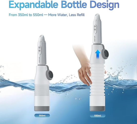 Upgraded Portable Bidet for Travel – Extendable Water Bottle (350–550ml), IPX7 Waterproof, 2 Spray Modes & Water Pressures, Rechargeable (60 Uses), Compact Handheld Hygiene Washer