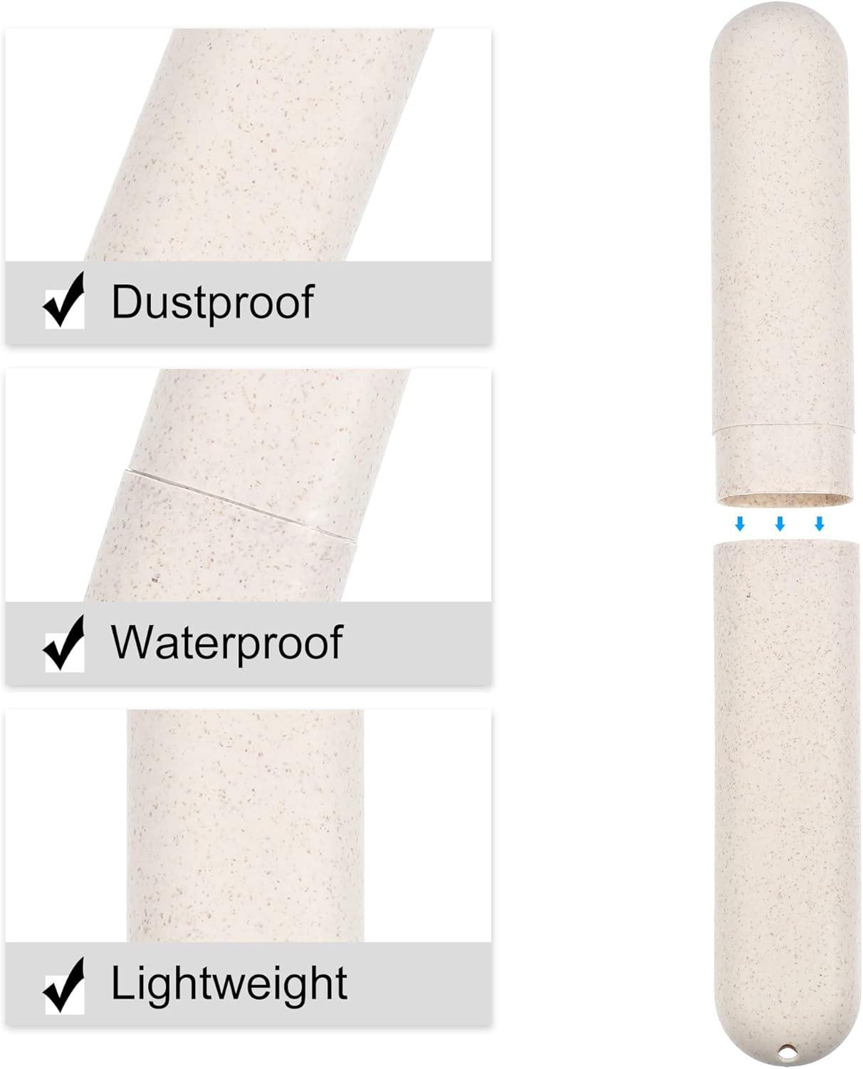 VOCOSTE 4pcs, Traveling Toothbrush Holders Case, PP Toothbrush Case for Travel Business, Beige, 8.07''x1.22''x0.83''