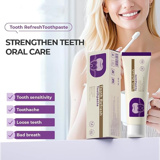 Tooth Refresh Toothpaste, Fresh Breath Whitening Toothpaste, Natural Oral Care & Enamel Repair, Helps Remove Coffee, Tea & Wine Stains, Fresh Minty Gel 2-Pack