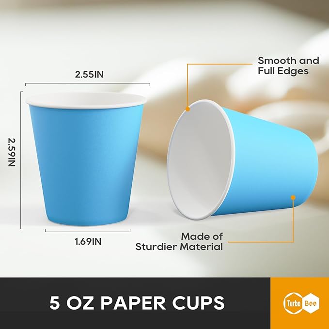 Turbo Bee 1200 Pack 5oz Disposable Paper Cups Bulk - Cold Beverage Water Cups for Parties, Offices, Events, Snacks and Mouthwash Use