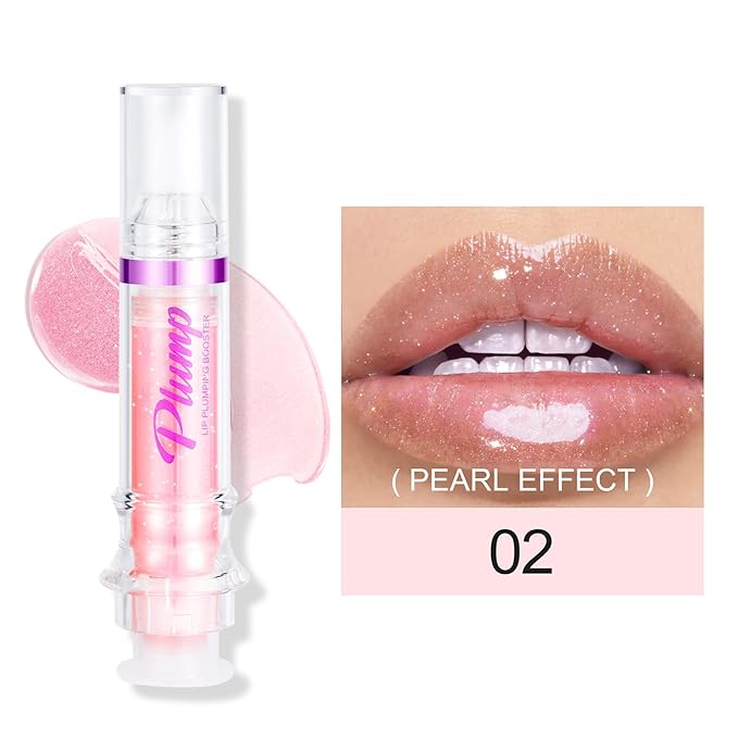 Erinde Lip Plumper Gloss, Natural Spicy Lip Plumping Booster Oil, Ultra-Hydrating & Nourishing Plump Lip Plumper, Glossy Finish Fuller Lip Plumping Gloss for Women Girls, 02#