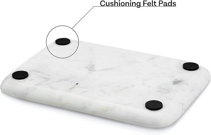 Beau Brummell Solid White Marble Decorative Jewelry & Accessory Tray for Bathroom, Kitchen, Vanity, Dresser, Nightstand or Desk | Hand Crafted from 100% Real Solid White Marble | 6.5"x4.5"x 0.5"