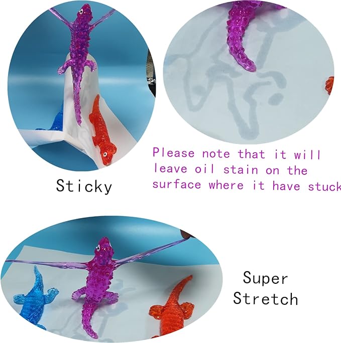 5Pack Super Stretch Sticky Lizard Mochi Squishy Toys,Soft Stress Relief Fidget Toys, Goodie Bag Stuffers,Classroom Prizes,Birthday Gifts,Party Favors (Transparency Series)