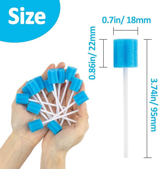 100 Oral Cleaner Swabs Disposable Sponge - Toothettes Mouth Swabs Individually Wrapped Swabstick for Elderly Dry Mouth Waterless Toothbrushes on the Go Mini Pet Children Sterile Thrush Mouth Treatment
