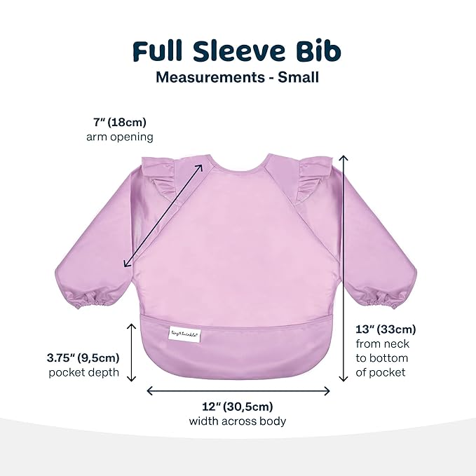 Tiny Twinkle Long Sleeve Bib for Babies & Toddlers – Waterproof Smock Bib for Eating – Machine Washable & Mess-Proof, Baby Feeding Essential & Shower Must-Have(Floral Pop, 6–24M)