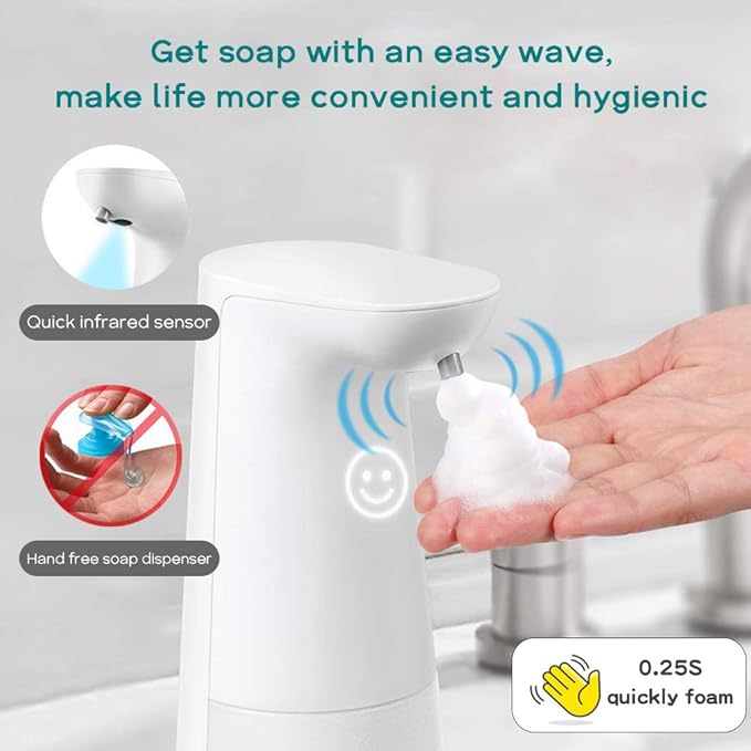 LAOPAO Automatic Hands Free Foaming Soap Dispenser, 240ml Countertop Touchless Soap Pump for Bathroom Kitchen Xmas Gift