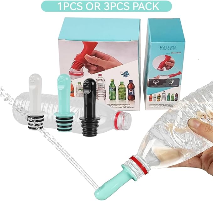 3 Pack Portable Travel Bidet, Toilet, Washing,Shattaf Bidet Water Sprayer, Compatible with Every Bottle (Short)