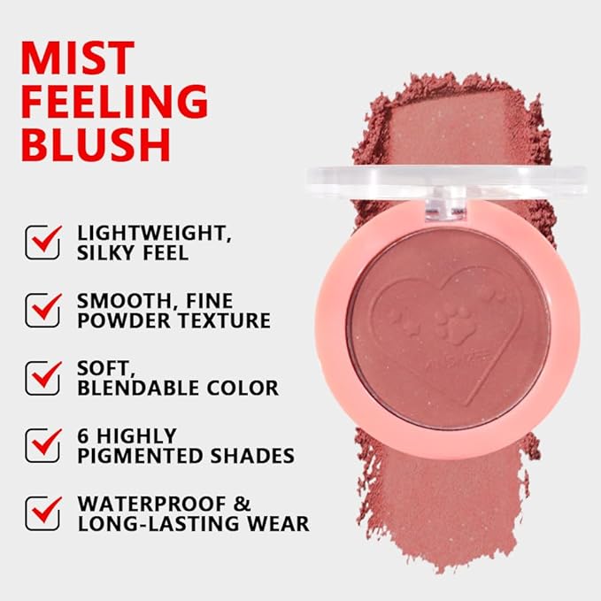 Matte Blush Powder for Cheeks, Cruelty Free Makeup – Long Lasting Natural Face Blusher Makeup, Lightweight Blendable Cheek Color Palette for Women All Skin Tones - #05 Brick Red