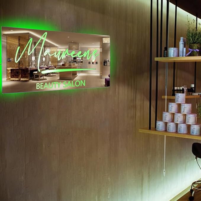 Personalized LED Name Mirror Light - Custom Multi Colour Lighting Mirror, Barber Shop, Bedroom Decor