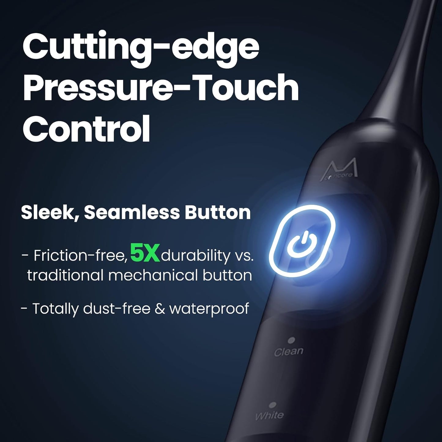 Electric Toothbrush, Marlincare Electric Toothbrush for Adults 180 Days Battery Life Rechargeable with 5 Modes, 48000VPM Motor Smart Timer IPX8, Sonic Toothbrush with 4 Brush Heads &Travel Case, Black