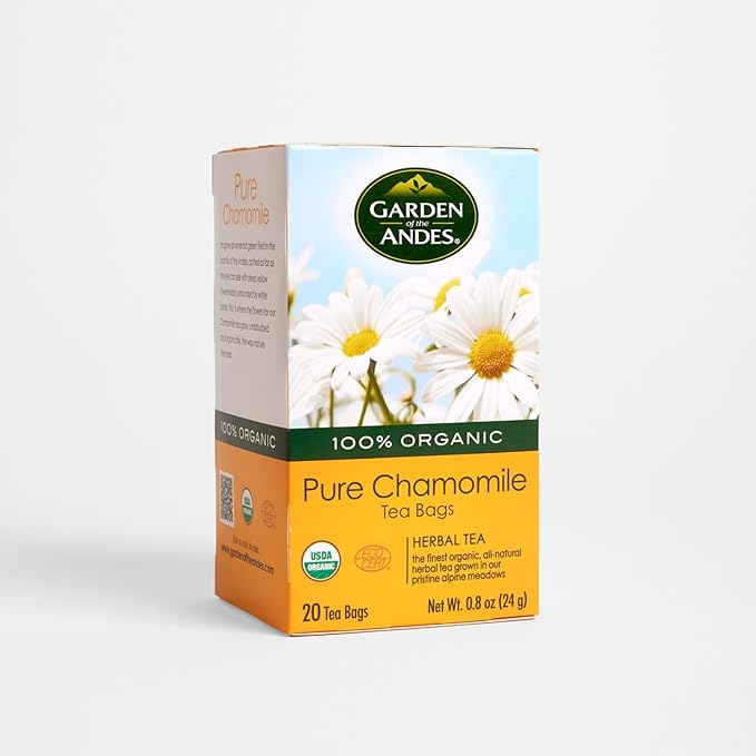 Garden of the Andes - Organic Chamomile Tea - 20 Tea Bags/Box, Pack of 6 (120 Count) - Caffeine-Free Herbal Infusion from Handpicked Flowers - Supports Digestive Comfort and Promotes Relaxation