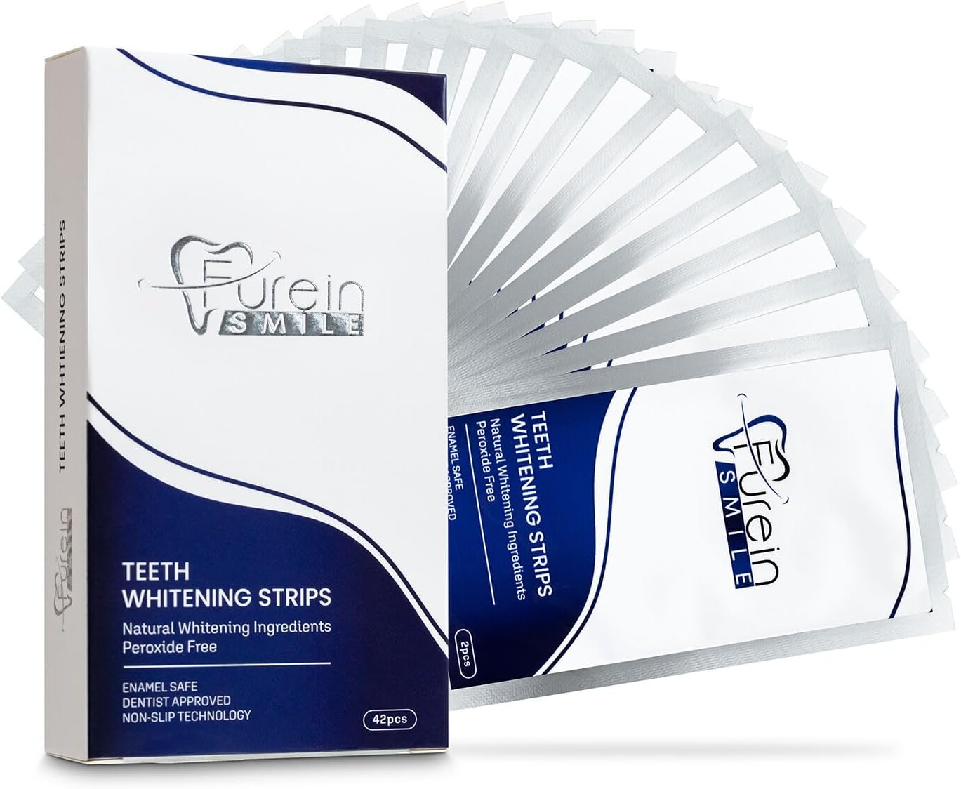 Teeth Whitening Strips, Mint Flavour Whitening Strips with Peroxide Free Formula -Gentle Dental Care & Fresh Breath - Pack of 42(21days Treatments)