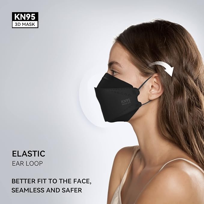 Keangs KN95 Face Masks 100 Pack, Breathable Protective Disposable Mask For for Adults And Teens, Black