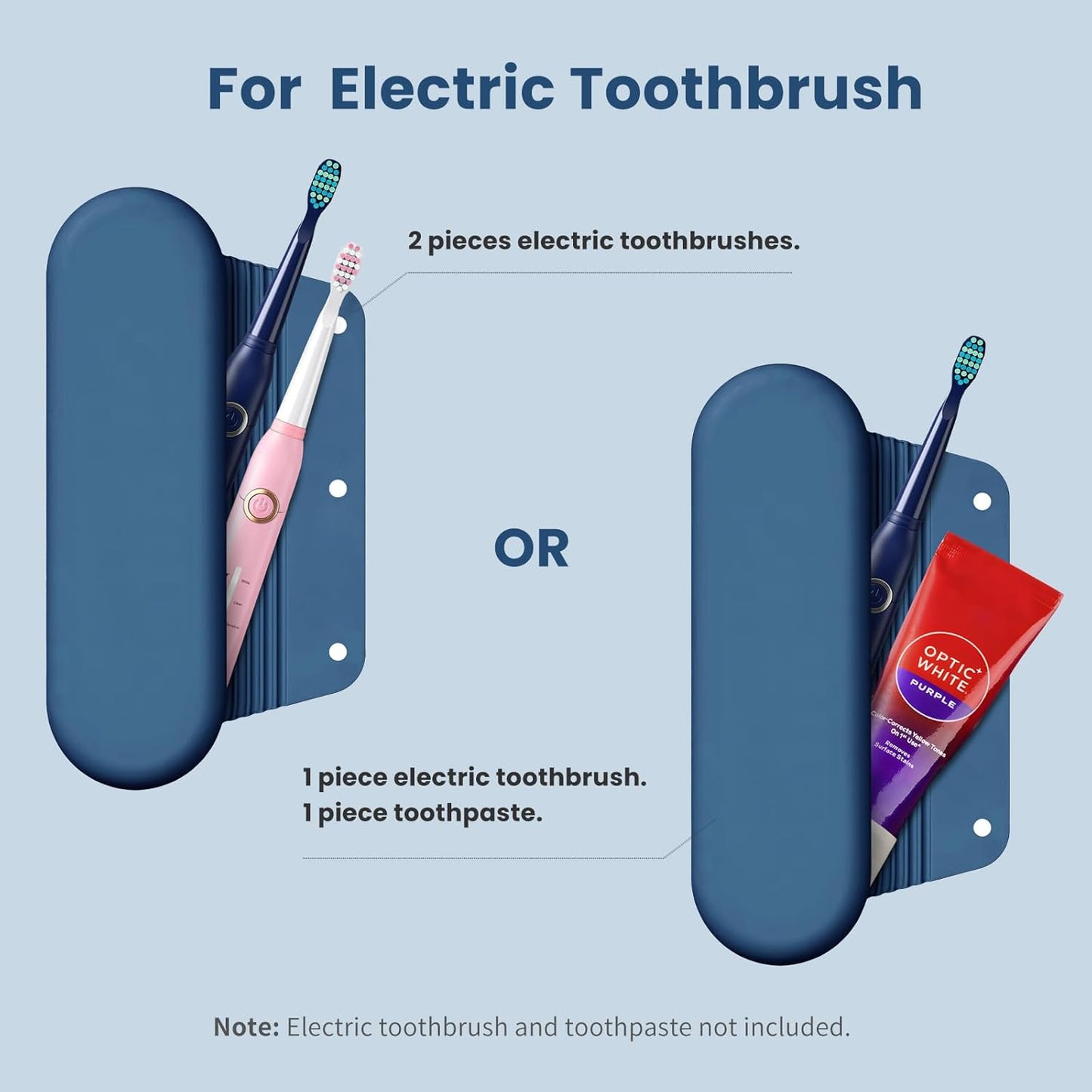 Silicone Electric Toothbrush Travel Cover, Toothbrush Travel Containers Bag Case for Men and Women,Keeps Toothbrush Fresh and Clean, Fits Most Manual and Electric Toothbrushes - Blue