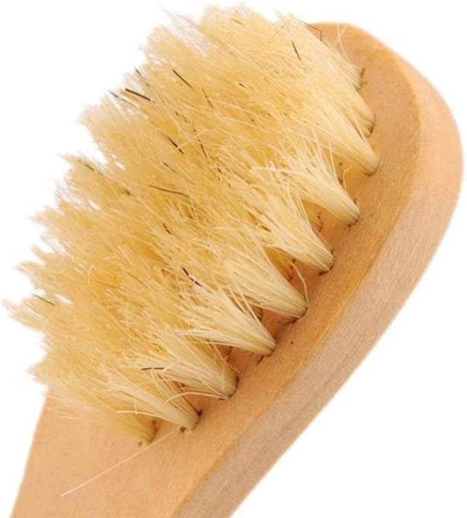 Natural Bristles Wooden Face Cleaning Brush Wood Handle Facial Cleanser Nose Scubber Exfoliating Facial Skin Care Pack of 2