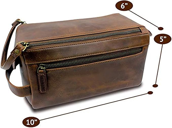 Men's Toiletry Bag, Travel Toiletry Bag for Men, Large Leather Dope Kit for Men, Shaving Bag for Travel Accessories, LargeMens Toiletries Bathroom Organizer, Shaving kit, Dopp kit(Brown)