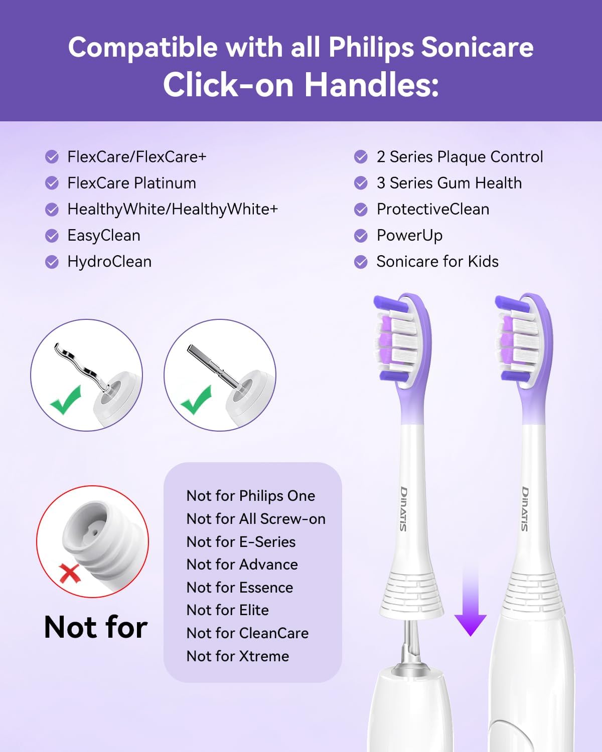 10 Pcs Replacement Toothbrush Heads for Philips Sonicare Electric Toothbrush ProtectiveClean 4100/5100/6100, DiamondClean 9300/9500, ExpertClean 7500, FlexCare, 2/3 Series, C3 G3 W3, Click-On