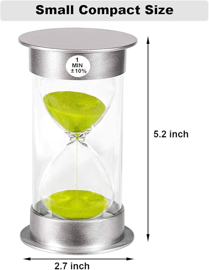 SuLiao Sand Timer 1 Minute Hourglass： Unbreakable Green Sand Watch 1 Min, Large Sand Clock one Minute, Colorful Plastic Hour Glass Sandglass for Kids, Games, Classroom, Kitchen, Decor