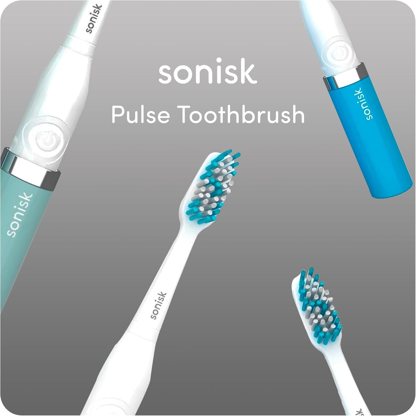 Sonisk Pulse | Battery Powered Electric Toothbrush | Sonic Technology | 1x Battery, 2X Brush Heads, 1x Travel Case Included | 31,000 Strokes Per Minute | Portable Size | Dusty Pink