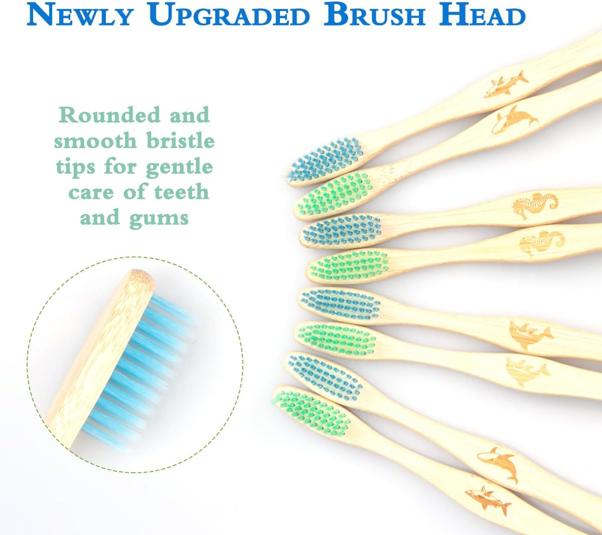 Bamboo Toothbrush Individually Sealed 8 Count, BPA-Free Soft Bristles Toothbrushes for Adults, Eco-Friendly, Natural Wooden Toothbrush