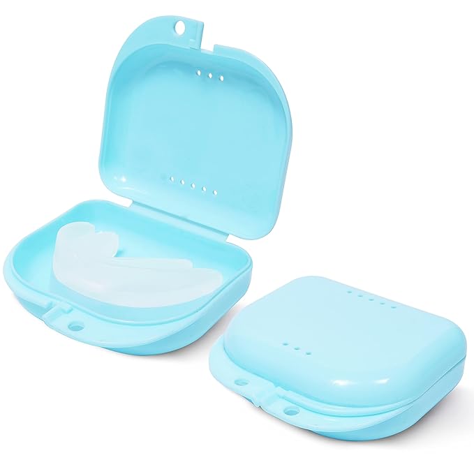 Retainer Case - Pack of 2 - Odorless Mouth Guard Case-Retainer Holder-Ventilated, Durable & Hygienic Night Guard Cases for Carrying and Protecting Braces, Partial Dentures & Aligners-3.14 x 3.14 x 1.1