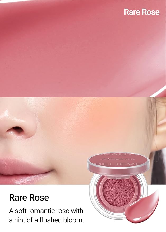 JUNGSAEMMOOL Artist Cushion Blush (Rare Rose) | Easy to Blend, Lightweight, Hydrating Korean Makeup Cushion Blush for Dewy & Glowing Cheeks