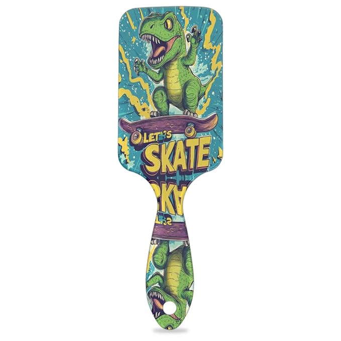 Kids Hair Brush for Boys Girls Toddler - Dinosaur Detangler Hairbrush for Wet Dry Thin Long Curly Hair Pain-Free Comb Glide Through Tangles with Ease and Massage Scalp