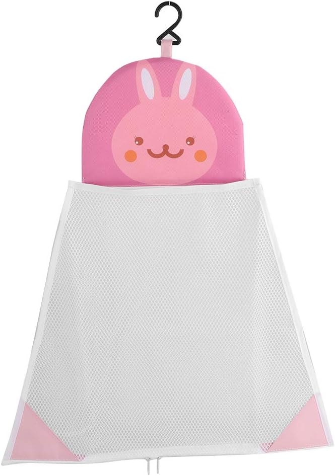 Mesh Bath Toy Organizer, Kids Bath Tub Toy Holder Mesh Bathroom Shower Caddy Bottom Zipper Toy Storage Net Organizer Hanging Bag for Bathroom Bathtub, 17.7x19.7 inch (Pink)