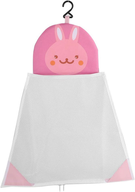 Mesh Bath Toy Organizer, Kids Bath Tub Toy Holder Mesh Bathroom Shower Caddy Bottom Zipper Toy Storage Net Organizer Hanging Bag for Bathroom Bathtub, 17.7x19.7 inch (Pink)