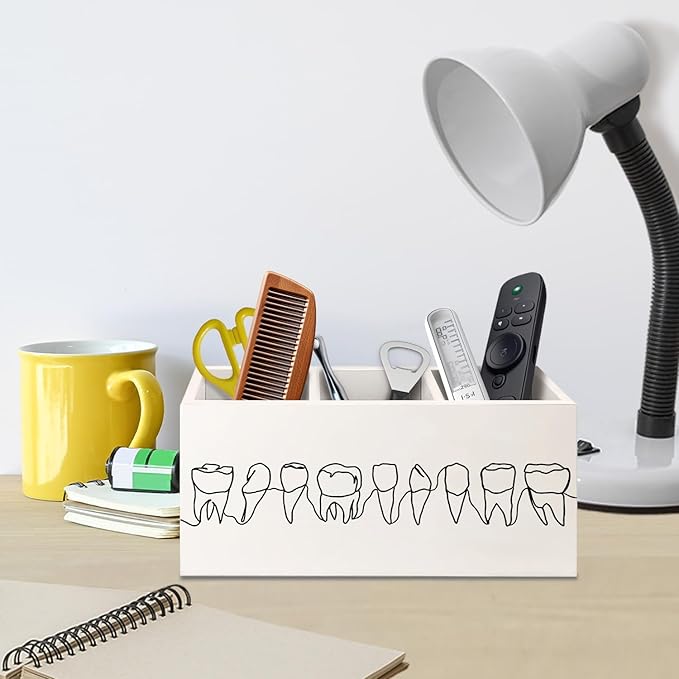 Dentist Gifts Pen Pencil Holder for Desk, Dental Office Decor, Dental Hygienist Gifts Wooden Box Decorative Sign for Dentist Office Clinic Hospital Desk Tabletop Decor