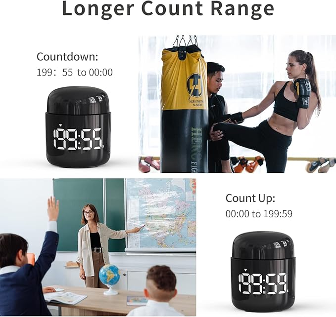 Digital Kitchen Timer,Countdown Countup Timer with Large LED Display Volume Adjustment,Timer for Cooking, Classroom Time for Kids and Teachers. (Black)