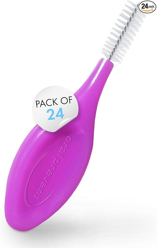 Smart Grip Interdental Brushes 1.30 mm – Purple – ISO 7 – Deep Cleaning Between Teeth – Ultra-Fine Dental Picks – 24 Pack