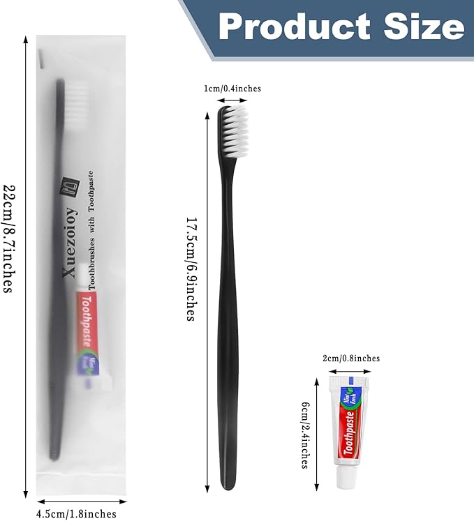 Disposable Toothbrushes with Toothpaste Pack of 30,Black Individually Wrapped Disposable Travel Toothbrush Kit in Bulk for Homeless,Nursing Home,Shelter,Hotel,Charity