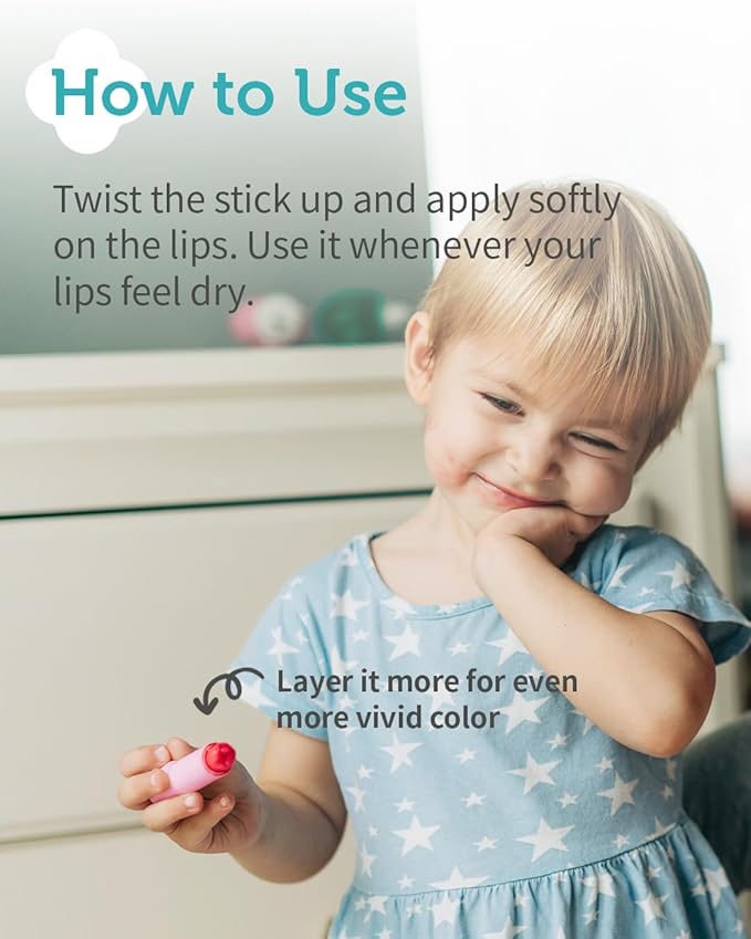 GOONGBE Kids' Color Lip Balm - Korean Kids Red Tint Lip Balm for Chapped and Cracked Lips with Natural Pigments - Hydrating Lips with Plant Oils and Shea Butter - Allergen Free Scent, 0.1 oz.