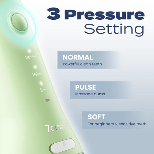7AM2M Portable Water Flosser Cordless, Water Flosser for Teeth with 3 Modes and 2 Jet Tips, USB C Rechargeable, IPX7 Waterproof, Dental Water Flosser for Travel and Home Use (Green)