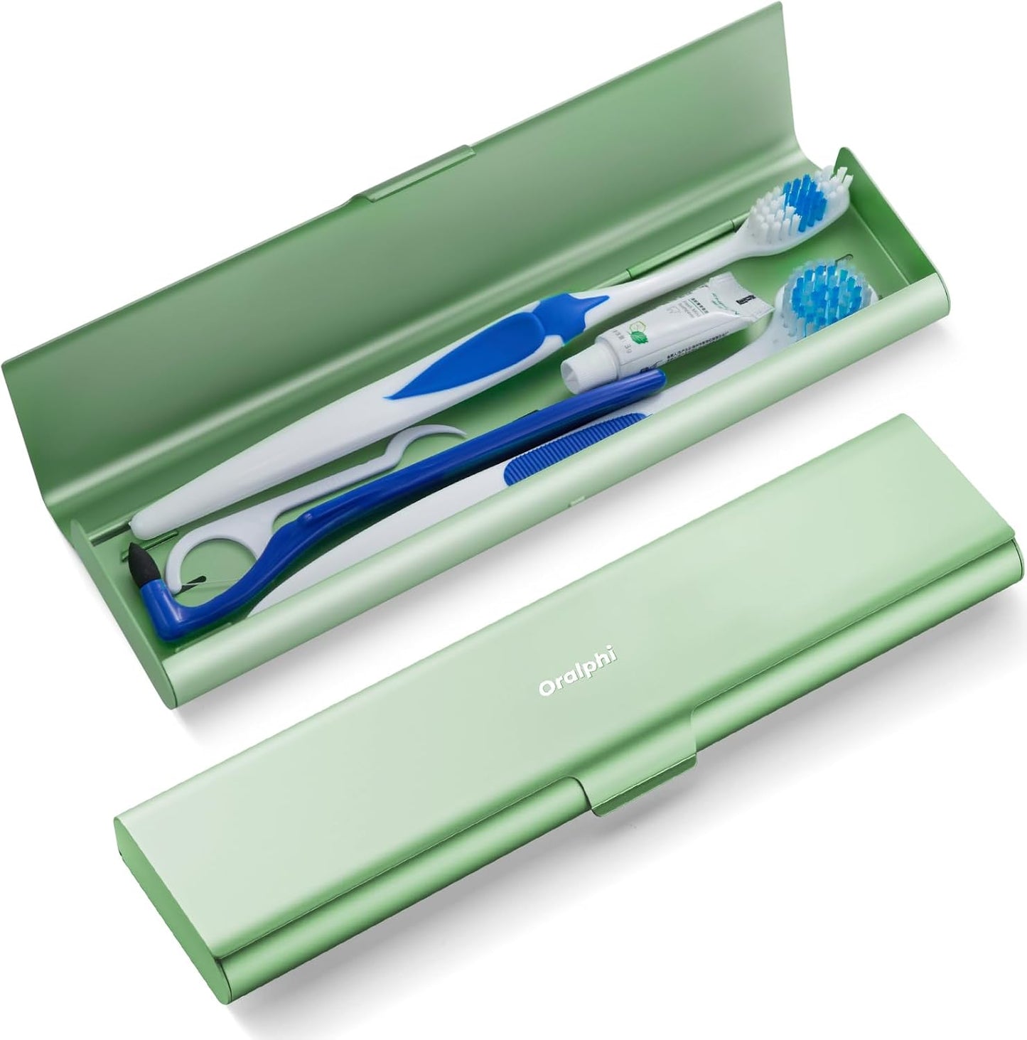 Wider Aluminum Toothbrush Travel Case, Portable Travel Toothbrush Holder, Durable Manual Toothbrush Box Container for Traveling, Bathroom, Camping, Business Trip-Not for 0.85oz Toothpaste, Green