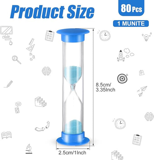 Queekay 48 Pcs 2 Minute Sand Timer for Kids, Mini Hourglass Bulk Sand Clock Timer for Adult Kids in Classroom Kitchen Games Office School(Blue)