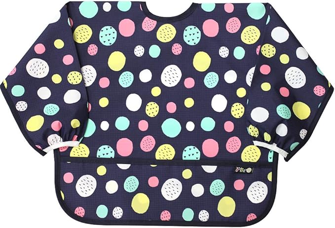Long Sleeve Waterproof Bib for Toddlers – Soft Feeding Smock for Baby Mealtime, Self-Feeding,BPA-Free, Easy Clean