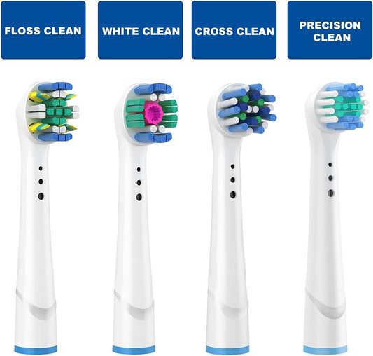 Replacement Brush Heads for Oral B Compatible Electric Toothbrush Heads, Including 4 Precision, 4 Floss, 4 Cross and 4 Whitening - 16 Variety Pack