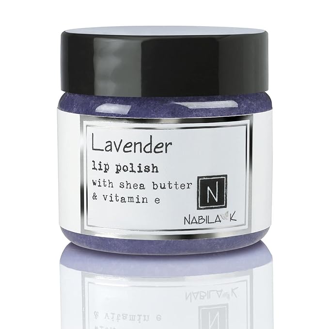 Lavender Lip Polish, 1 oz by Nabila K - Hydrating Lip Exfoliator & Moisturizer with Shea Butter and Vitamin E for Dry and Chapped Lips - Cruelty-Free, Real Sugar, Made in USA