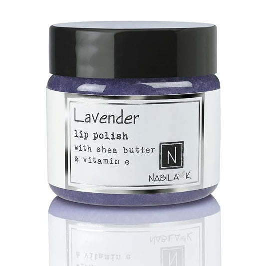 Lavender Lip Polish, 1 oz by Nabila K - Hydrating Lip Exfoliator & Moisturizer with Shea Butter and Vitamin E for Dry and Chapped Lips - Cruelty-Free, Real Sugar, Made in USA