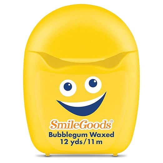 Practicon SmileGoods Cuties Bubblegum Waxed 12 Yard Dental Floss, Mini Sample Size Floss for Giveaways, Travel, Kids, Adults, Patients, Assorted Bright Colors with Display Canister, Bulk 72 Pack