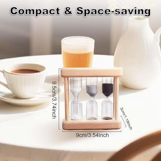 Tea 1-3-5 Minute Sand Timer Hourglass, Small Wooden Frame Blue Sand Clock, Colorful Sand Watch, Reloj De Arena, Unique Hour Glass Sandglass for Kids, Classroom, Home, Desk Decoration