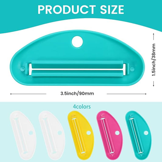 5Pcs Plastic Tooth Paste Tube Squeezer Dispenser, Hanging Roller Tube Squeezer Holder for Saving Toothpaste Creams, Facial Cleanser and Paint, Kid-Friendly Bathroom Accessory (Opaque)