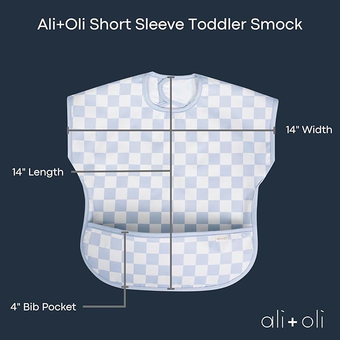 Ali+Oli Smock Bibs for Babies, BPA-Free Oeko-Tex Certified, Waterproof Baby Smock, Machine Washable, Toddlers Ages 6m+