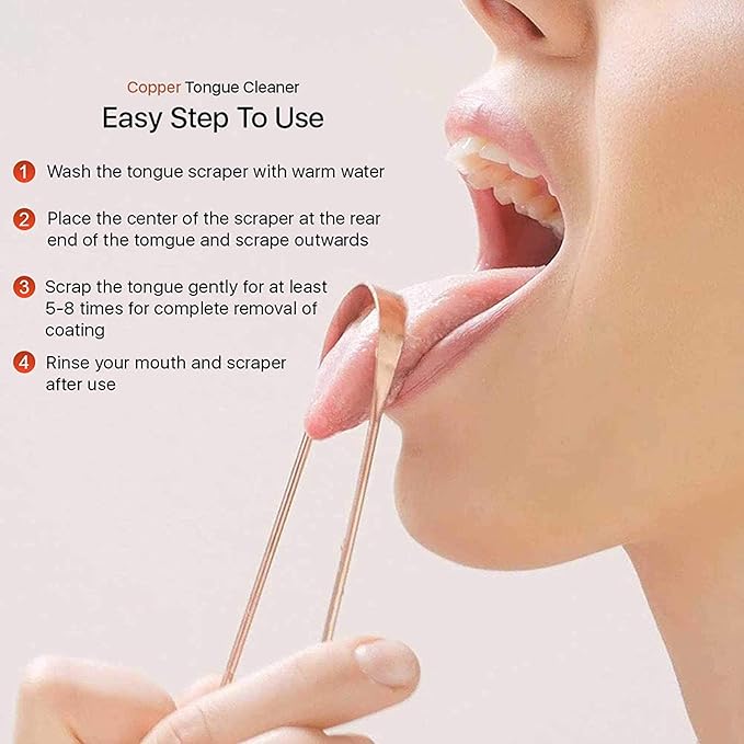 Pure Copper Tongue Scraper Cleaner | Perfect Surgical Tongue Scraper | Best Remedy for Bad Breath | Maintains Oral Hygiene| Flexible Handle and Comfortable Grip - Set of 12 Pieces