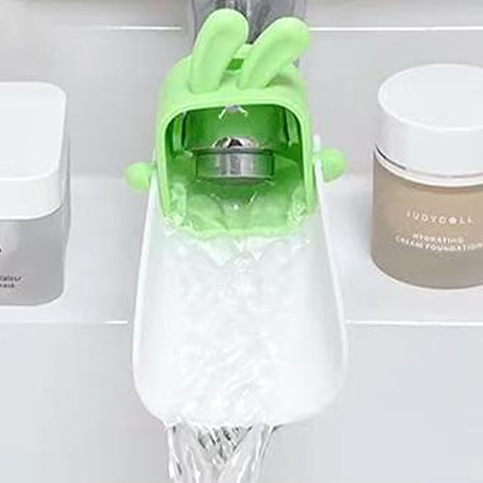 4pcs Cute Cartoon Faucet Expander Children's Rabbit U-Shaped Widening Faucet Expander Bathroom Kitchen Faucet Splash Proof Sink (Pink/Orange/Yellow/Green)