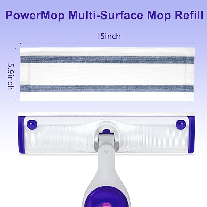 12 Count Disposable Mop Pad Replacement for Swiffer WetJet Spray Mop, Extra Strong Dirt Locking and Water Absorbent, Powerful Stain Removal Effortlessly Cleans Hardwood, Tile and Laminate Floors