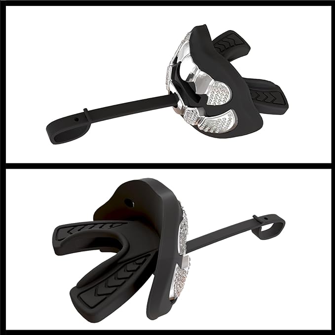 LeCool Football Mouth Guard with Connected Strap- 3D Beast Chrome Adult and Youth Mouth Guard-Mouth Piece for Sports for Maximum Air Flow and Teeth Protection